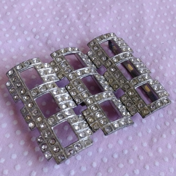 VTG 1930s Rhinestone Sash Belt Buckle - Picture 1 of 8